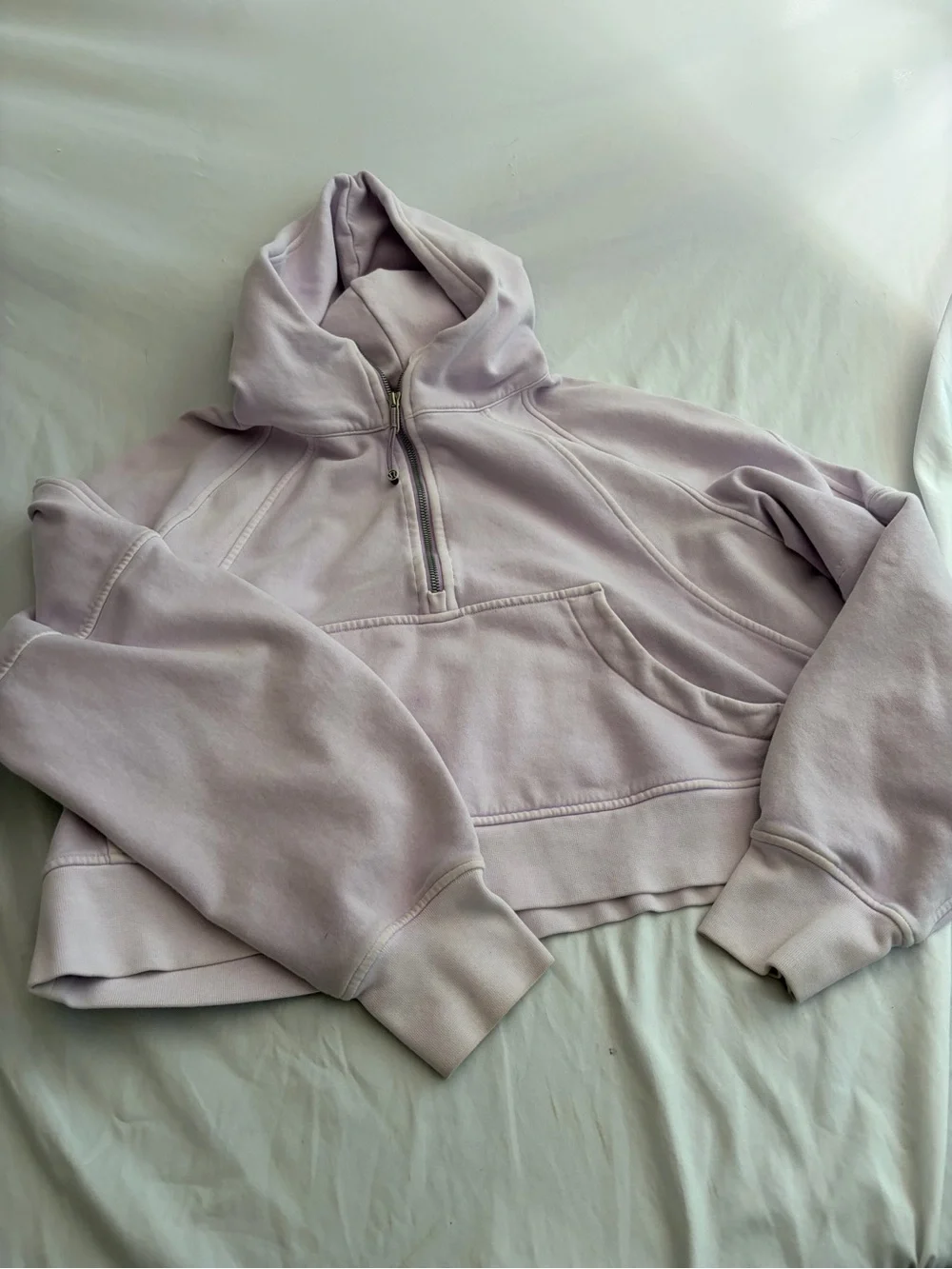 lululemon athletica Cropped Lavender Quarter Zip Hoodie Size XL